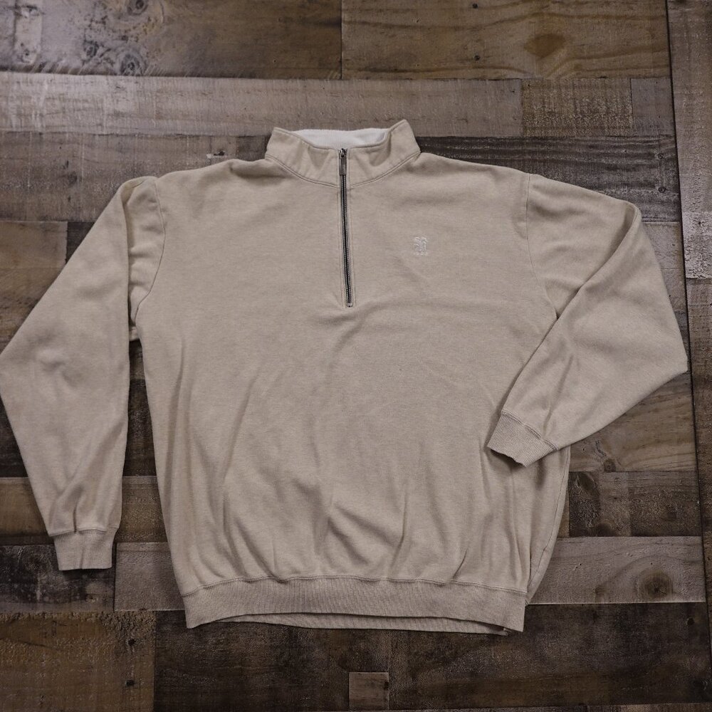 Straight Down Quarter-Zip Pullover Men’s XL Beige Golf Golfing attire